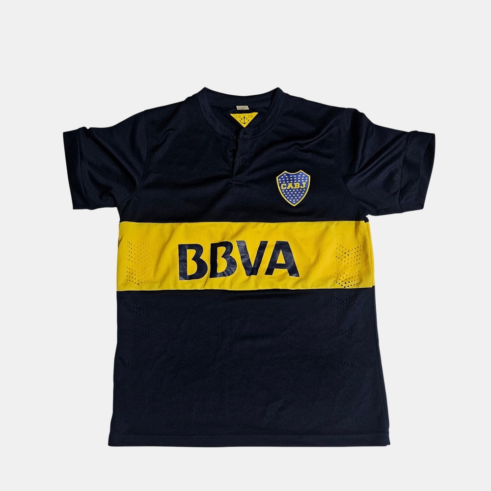 Boca Juniors Soccer Jersey Mens Large Navy Blue Yellow BBVA CABJ Football Shirt